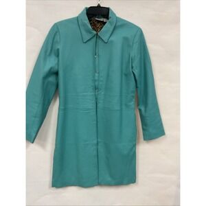 Vintage Newport News Turquoise Teal Color,Genuine Leather Jacket, Size M